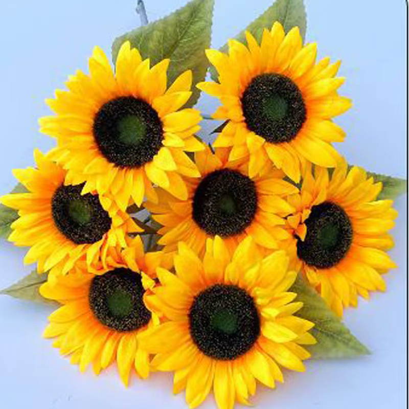 Fleurs artificielles tournesol fausses fleurs tournesol fleurs en soie 7 tournesols photographie de 