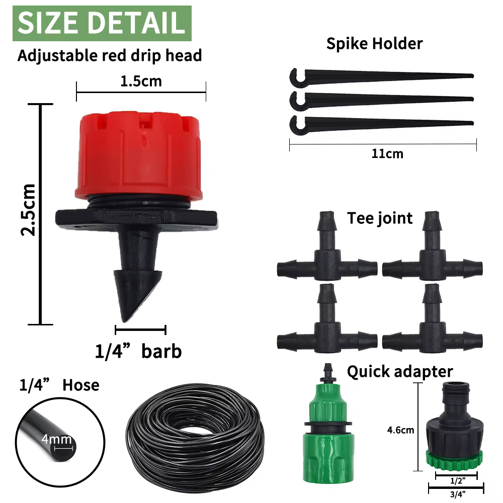 Micro système d'irrigation goutte-à-goutte Portable 20M, arrosage automatique avec goutteurs réglabl