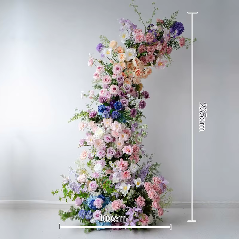 Violet Rose Rose pivoine verdure fleur rangée mariage toile de fond corne arc Arrangement Floral Ban
