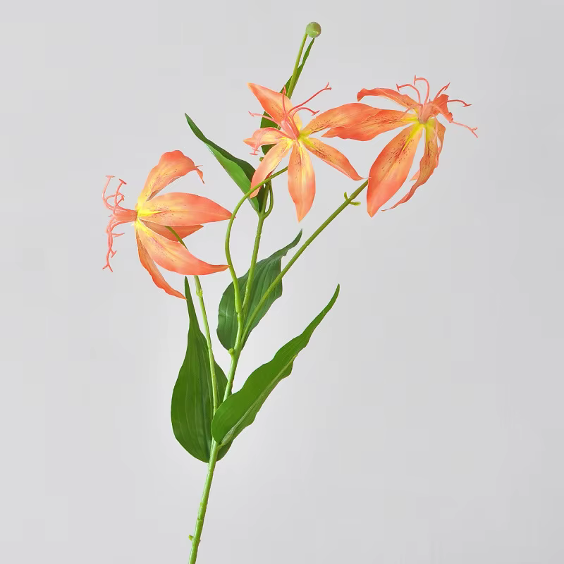 Fausse fleur de lys flammé imprimé en 3D, décor de table à la maison, plantes, accessoires d'arrange