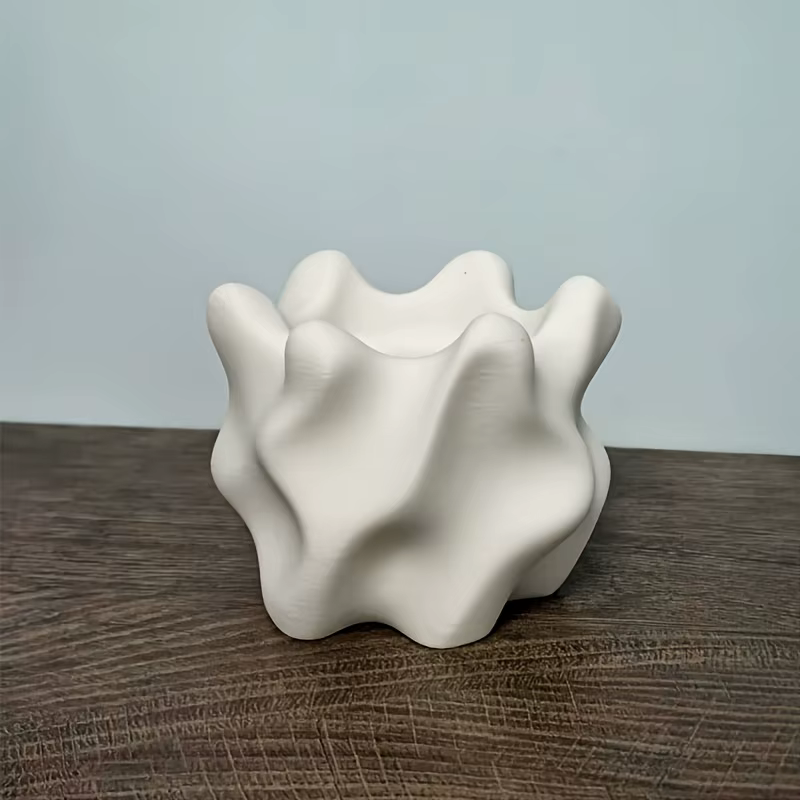 Pot de fleurs géométrique rétro moderne avec trou de drainage, pot à succulentes de forme irrégulièr