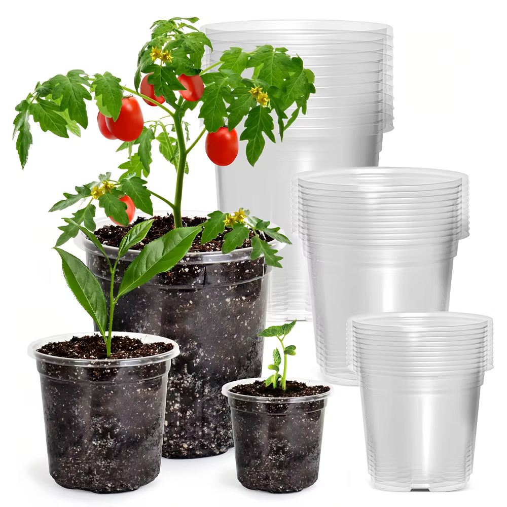 30 paquets de pots de pépinière transparents de 3,5/4/5 pouces, jardinières en plastique transparent