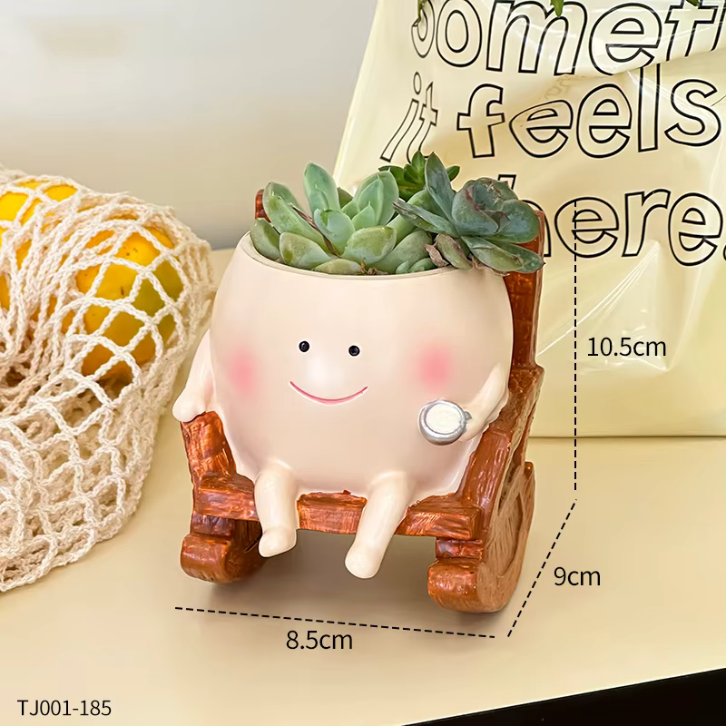 Chaise mignonne/balançoire visage souriant petit diable Pot de fleur balançoire créative plante succ