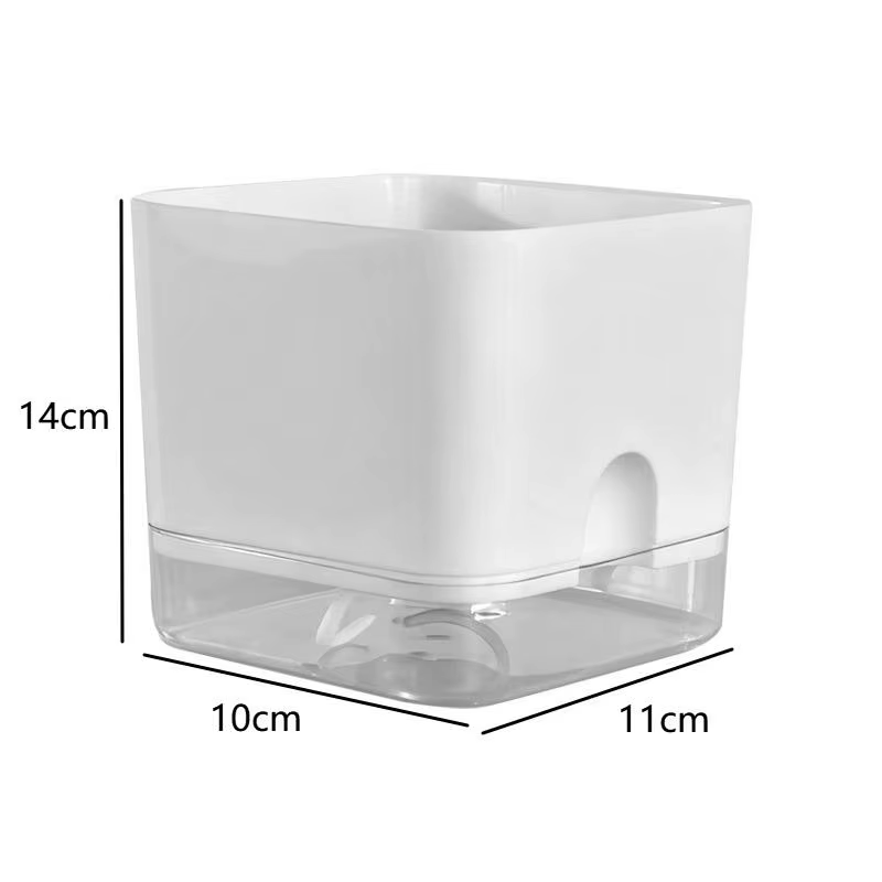 ▪ Pot de fleurs auto-arrosant blanc carré à double couche pour plantes d'intérieur et d'extérieur, b