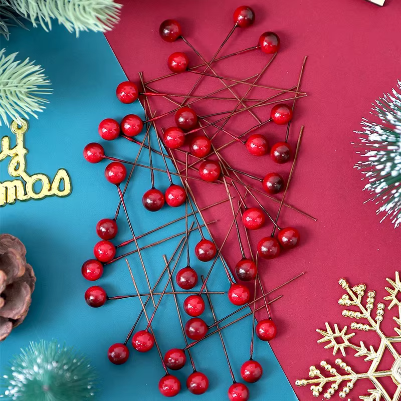Baies de Houx Artificielles, Tiges pour Artisanat, Couronnes de Noël, Tables d'Arbre, Décoration Mur