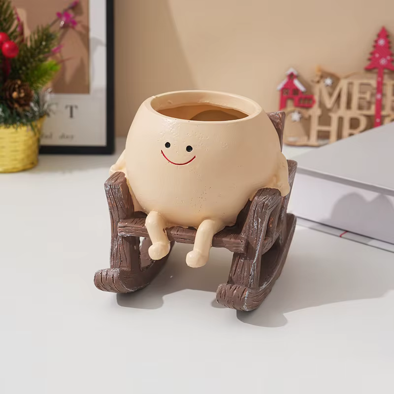 Mini pot de fleur en résine pour chaise à bascule, jardinière succulente décorative, artisanat de ja