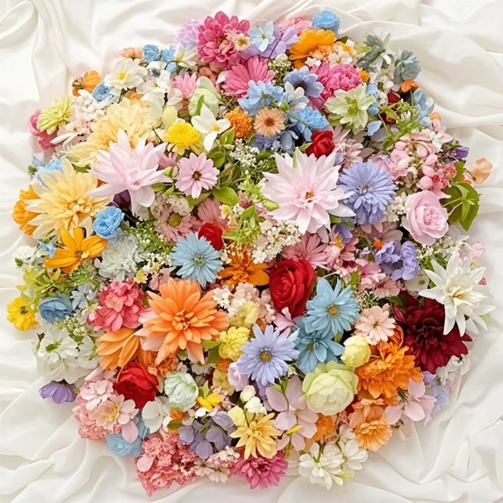 20/52 pièces mélange aléatoire de fleurs artificielles fausses fleurs en soie pour la décoration de 