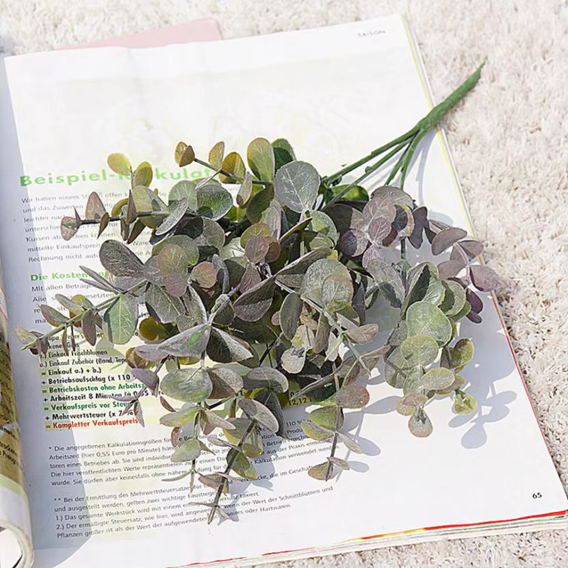 Plantes artificielles en plastique, feuilles, branche d'eucalyptus vert, bricolage, jardin, maison,