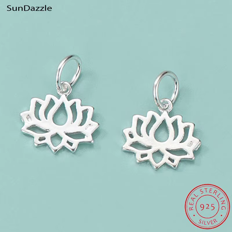 Véritable véritable pur solide 925 pendentif en argent Sterling fleur de Lotus Suspension bijoux à b