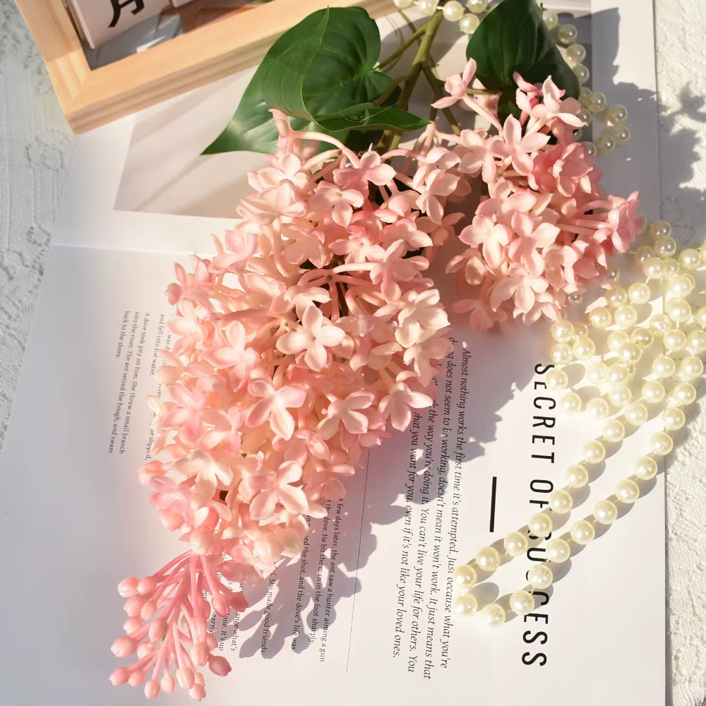 Nouvelle fleur artificielle en silicone rose lilas 75 cm, plantes artificielles violettes, simulatio