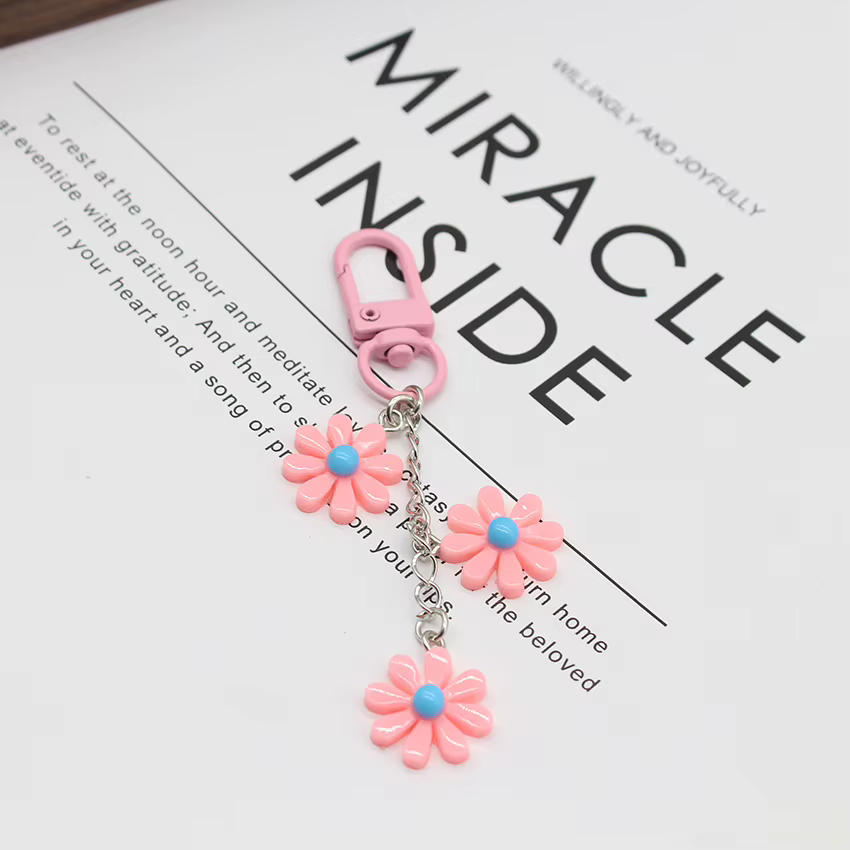 Porte-clés fleur coloré pour femmes et filles, breloques de sac, accessoires de bijoux à bricoler so