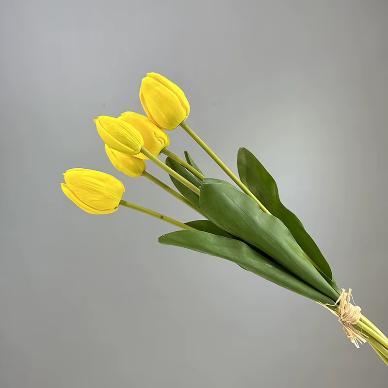 Bouquet de tulipes artificielles en PU, fausses fleurs, plante verte, décoration de mariage, Simulat