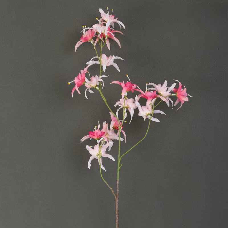 6 pièces de fleurs artificielles en soie, type Oncidium, pour décoration de café et d'hôtel, roses, 