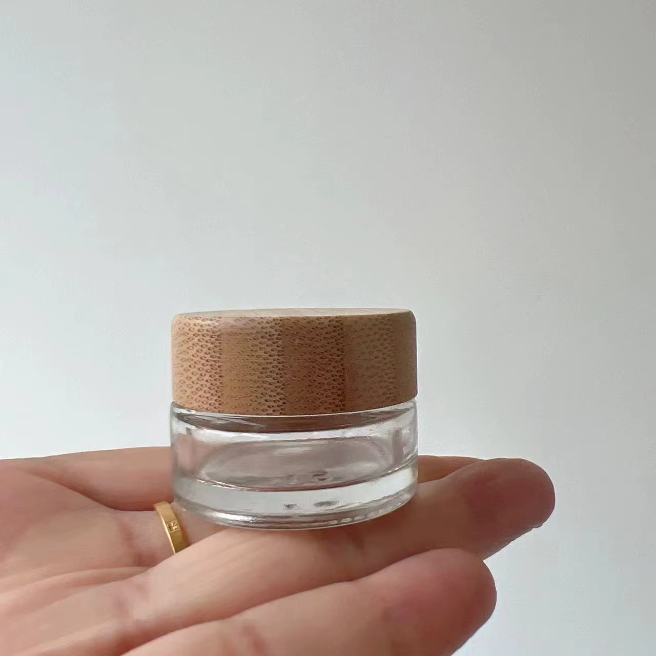 Bocaux à Crème en Verre avec Couvercle en Bambou, Conteneur Cosmétique, 5-100g, pour Maquillage, Voy
