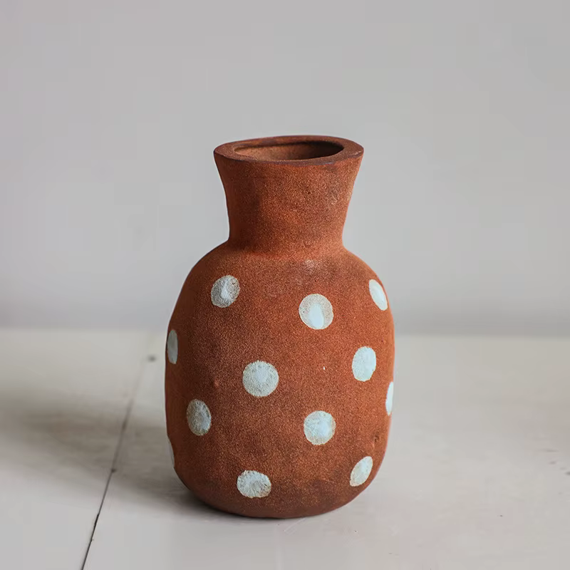 Vase en céramique à carreaux, pot en terre cuite, vase à fleurs, arrangement floral, artisanat en cé