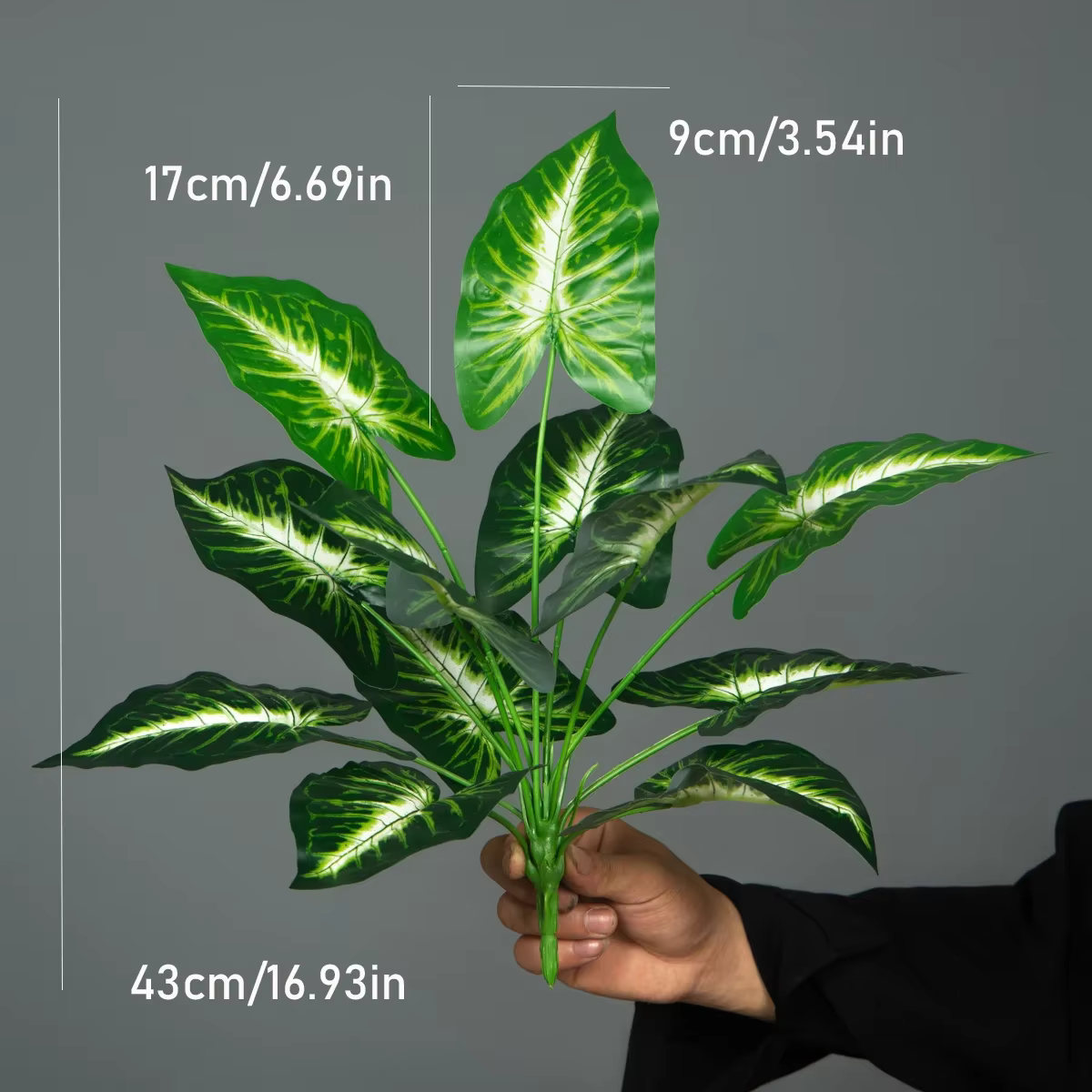 Plantes artificielles Monstera de 43 cm, palmier artificiel, feuilles de tortue tropicales, branche 
