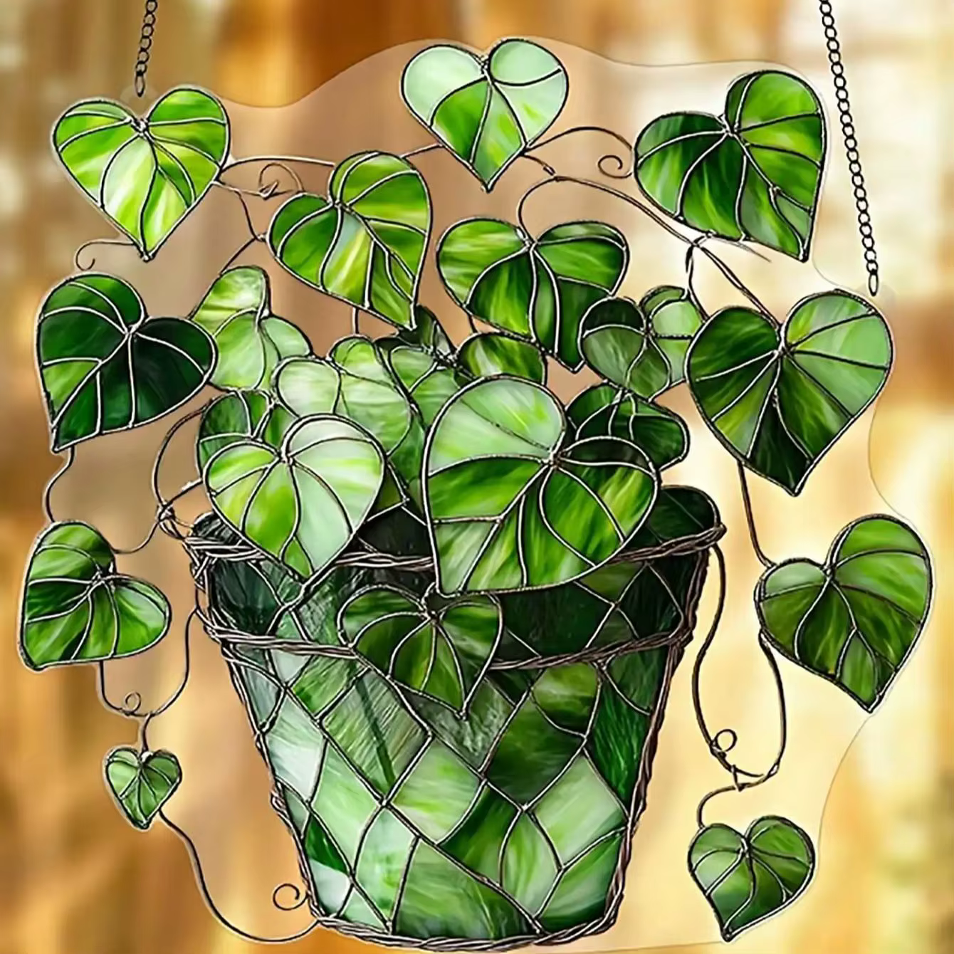 Pare-soleil plante feuilletée verte, art mural plante, cadeau passionné de plante, décoration de jar