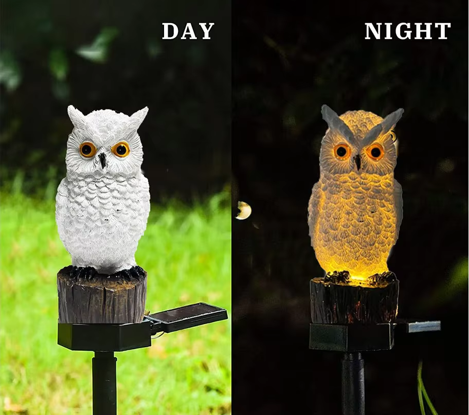 Lumière solaire de jardin décor extérieur résine hibou lumière LED solaire avec piquet lumière étanc