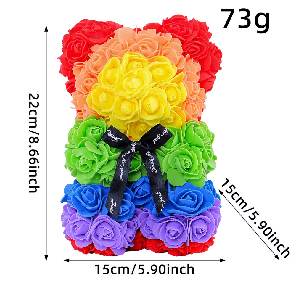 Fleur artificielle multicolores de haute qualité 15*15*22cm/16*16*24cm Rose éternelle arc-en-ciel Ou