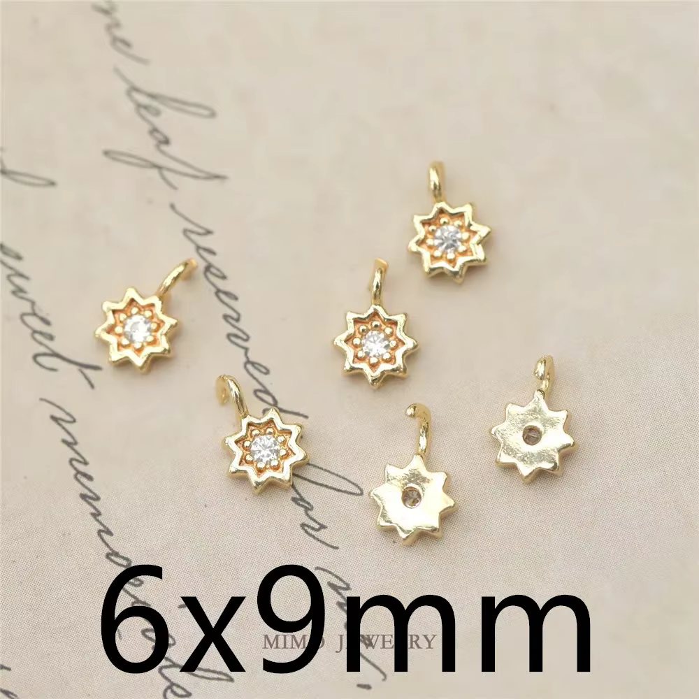 Or 14K Gold Thorets Flower Single Ring Pendant, Copper Plated, DIY Handlowing Accessoire