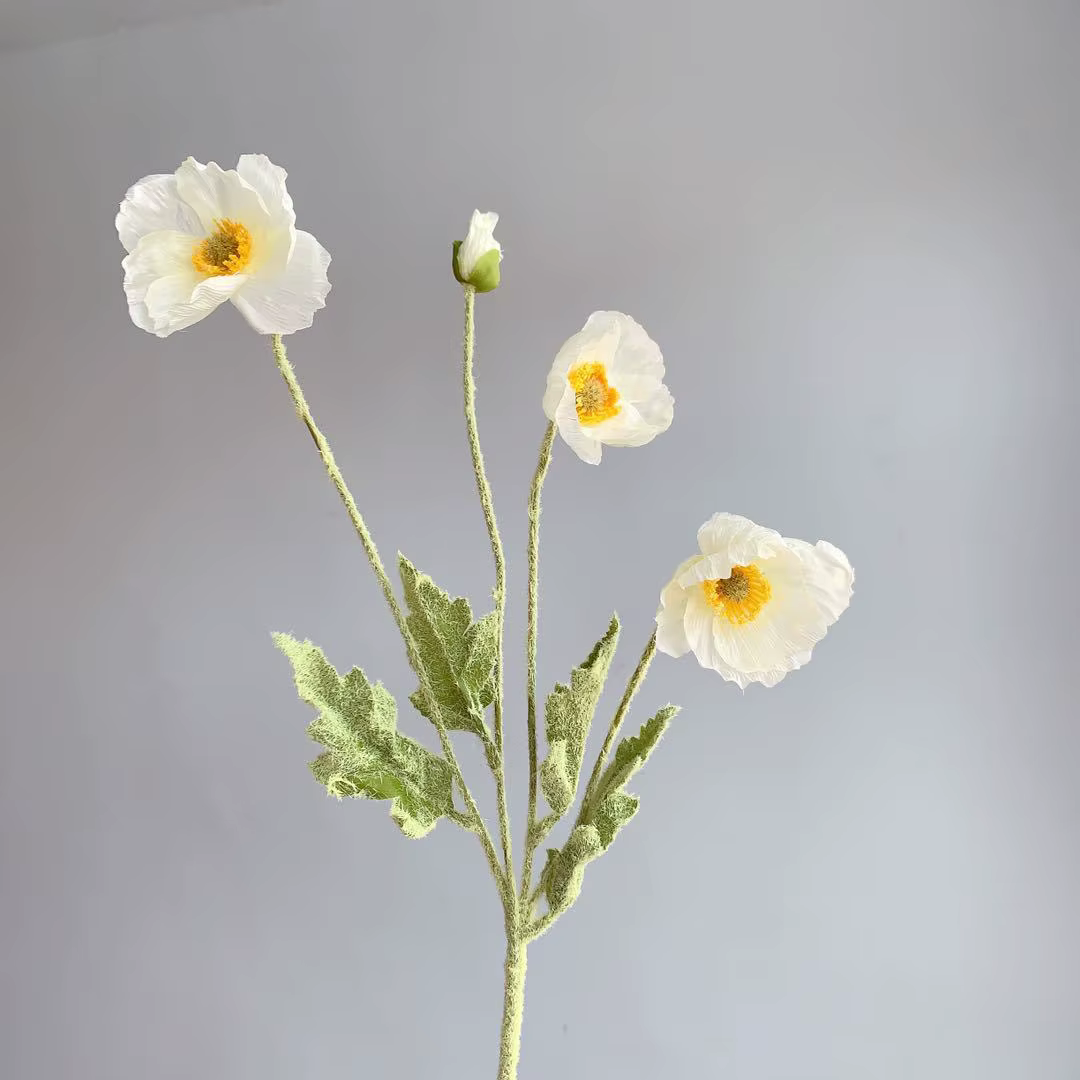 Bouquet de fleurs artificielles à 4 têtes, fausses fleurs de pavot pour décoration de maison, fête d