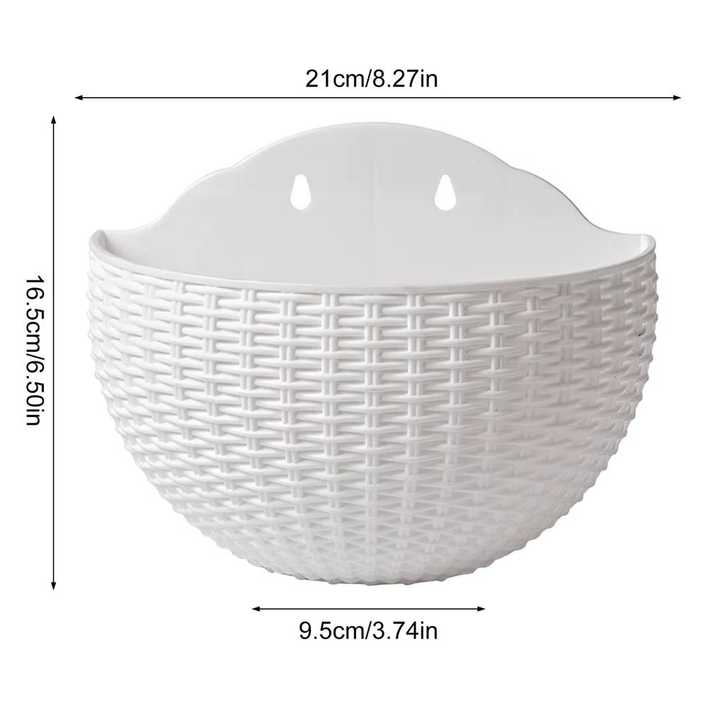 Pot de fleurs semi-circulaire 21x16,5 cm, panier à fleurs mural sans perçage pour jardin extérieur, 
