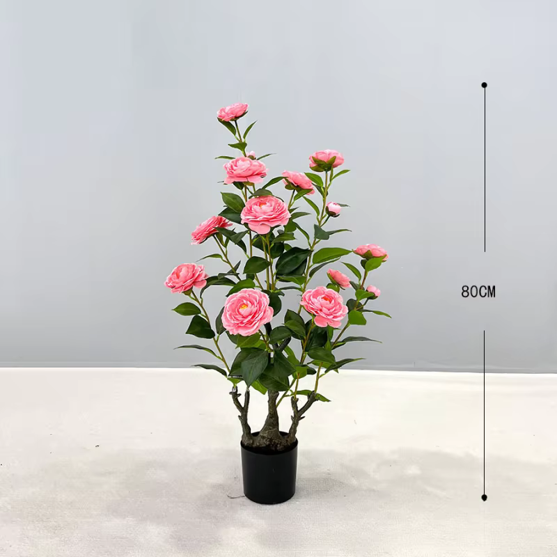 Simulation de camélia artificielle, plante verte en pot, décoration de la maison, fabricant de plant