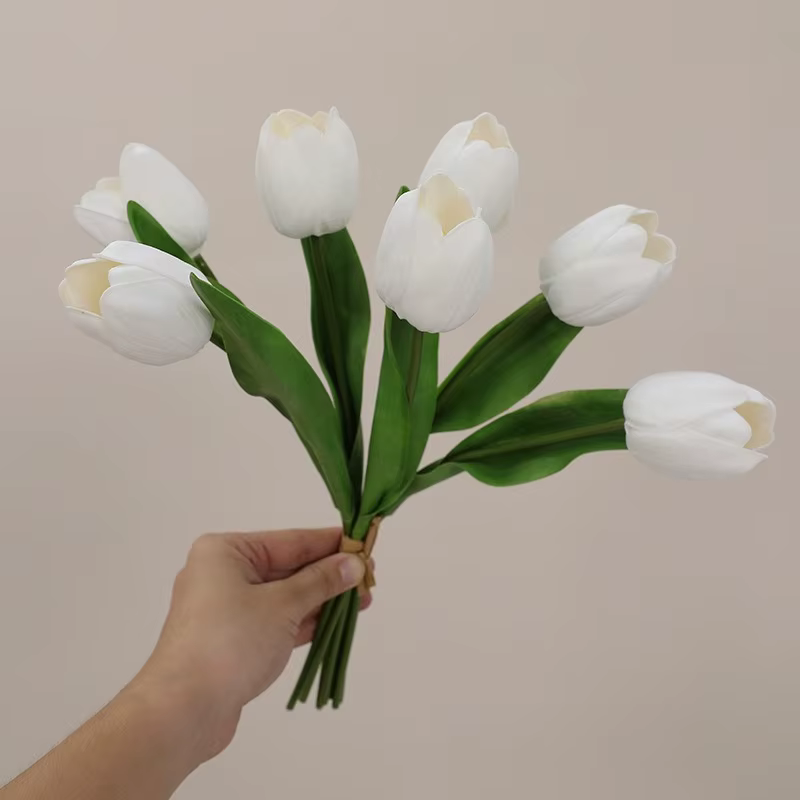Bouquet de tulipes rondes à 7 têtes, Simulation de fleurs en PU, décoration de la maison, tulipe bla