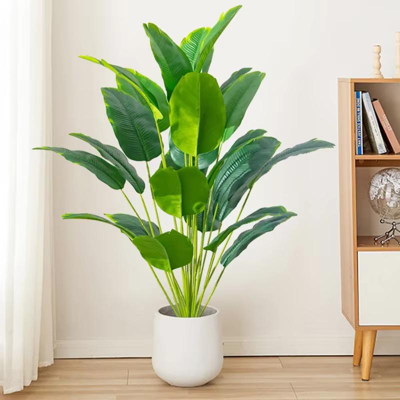 1 pièce de plantes artificielles, grand palmier tropical, faux bananier, feuilles de plantes, touche