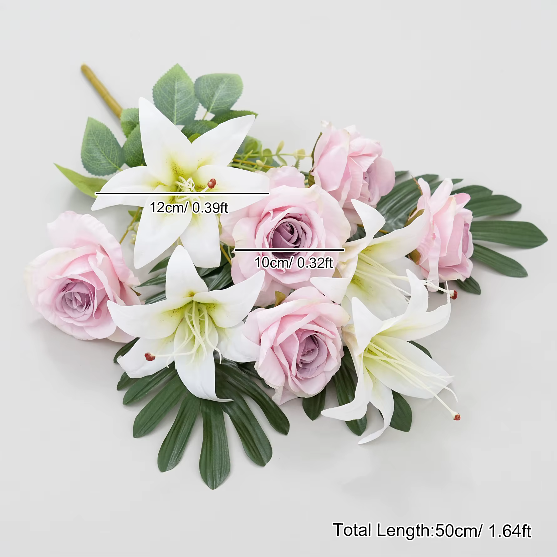 Bouquet de fleurs artificielles en soie X2025, 1,64 pied, lys blanc, rose champagne, verdure, access