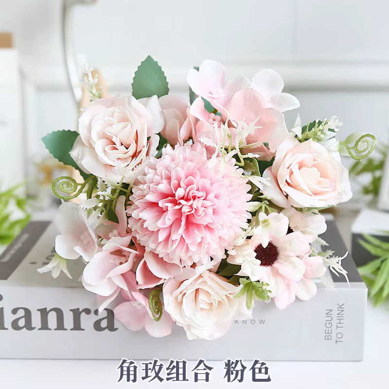 Faux bouquet de fleurs de Simulation, produit fini, rose haut de gamme, ornement de maison, épingle 