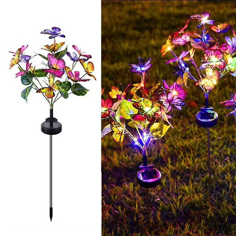 Lampe solaire LED en forme de papillon pour pelouse, lumière solaire de jardin extérieure, idéale po