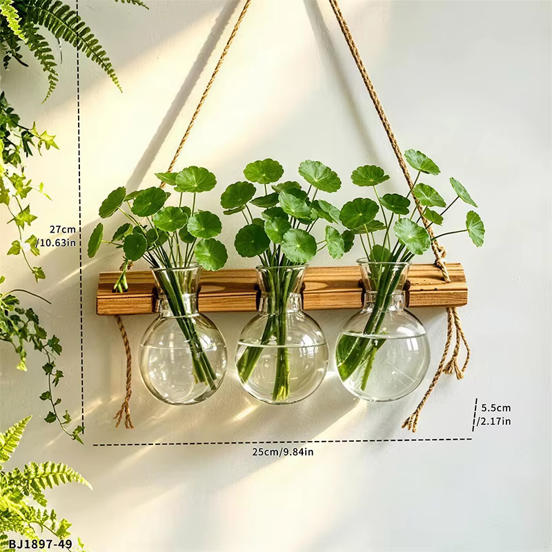 Vase mural en bois et ABS de style bohème pour plantes aquatiques, idéal pour la décoration murale i