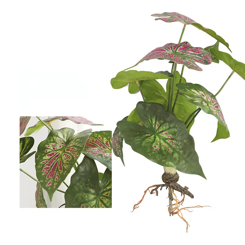 Injdocument-Plante verte artificielle, feuilles de racines d'arrow, simulation de paysage intérieur 