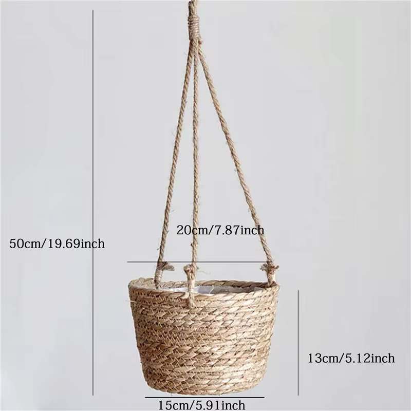 Jardinière suspendue en macramé, panier de rangement pour plantes, corde de Jute tissée, support de