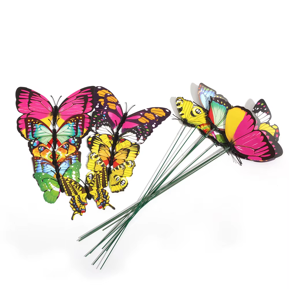 Grand jardinière de jardin papillon colorée, 10 pièces, piquets de papillon 3D imperméables, décorat
