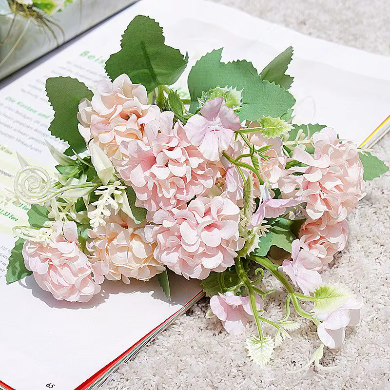 Fleur artificielle 5 Fourche Bouquet De Soie Oeillet Printemps Boule Chanceux Simulation Faux Maison