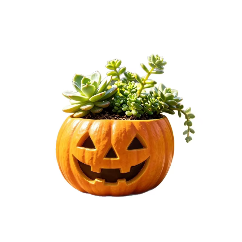 Pot de fleurs en résine en forme de citrouille d'Halloween, décoration de jardin, sculpture de pot d