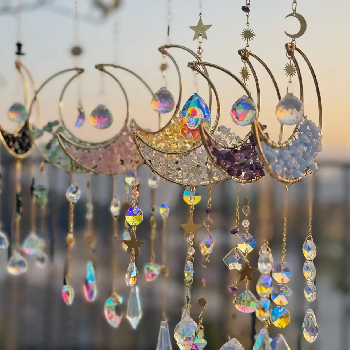 Attrape-soleil en cristal carillons éoliens tenture murale décor prisme cloche à vent attrape-lune a