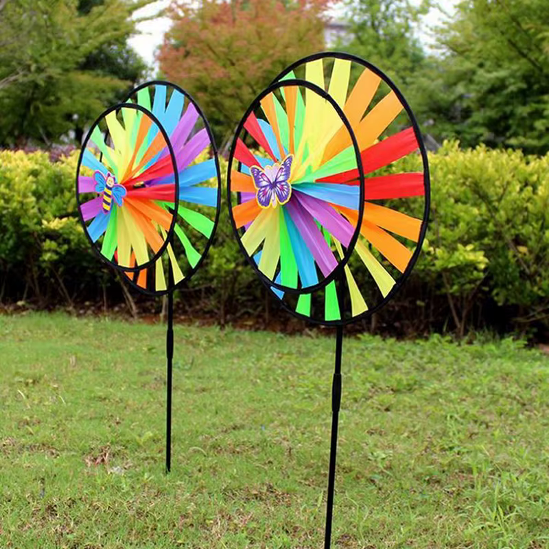 Moulin à Vent à Double Couche Coloré, Jouets pour Enfants, Décor de Jardin