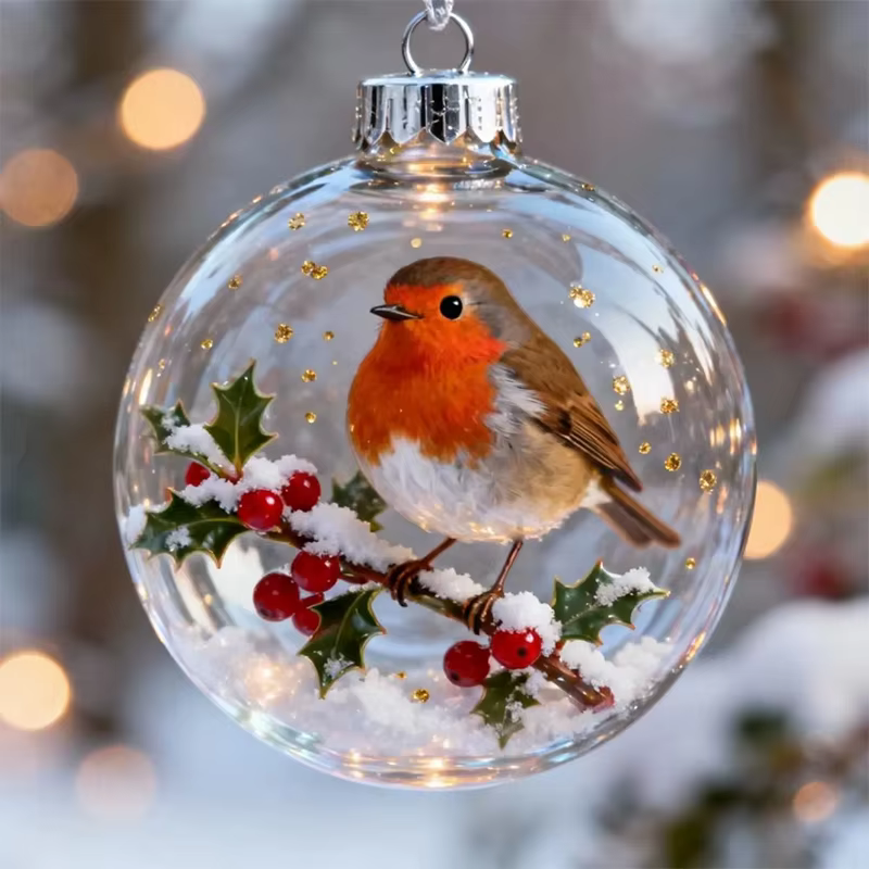 Ornement de Noël transparent Nature's Birds, ornements d'arbre de Noël en forme de colibri, pour la 