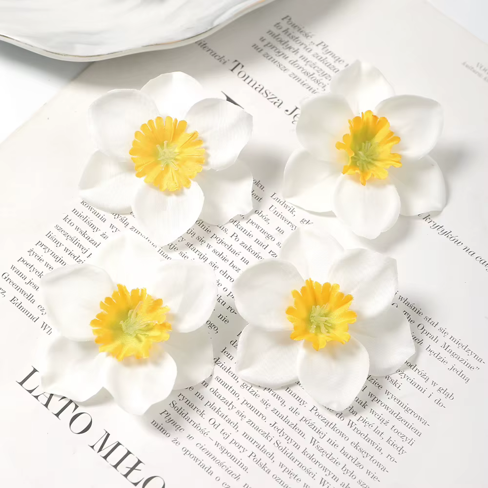 Fleur de jonquille artificielle 6cm, 10/20 pièces, fausses fleurs pour décoration de maison, bricola