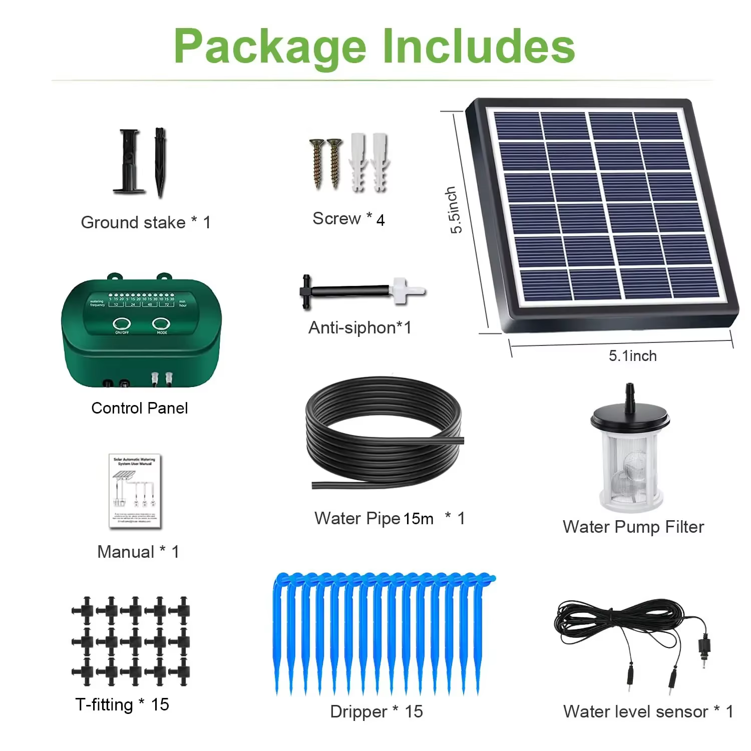 Kit d'irrigation solaire Intelligent 6V 2W, avec batterie 1800mAh intégrée, pour plantes en pot, dis