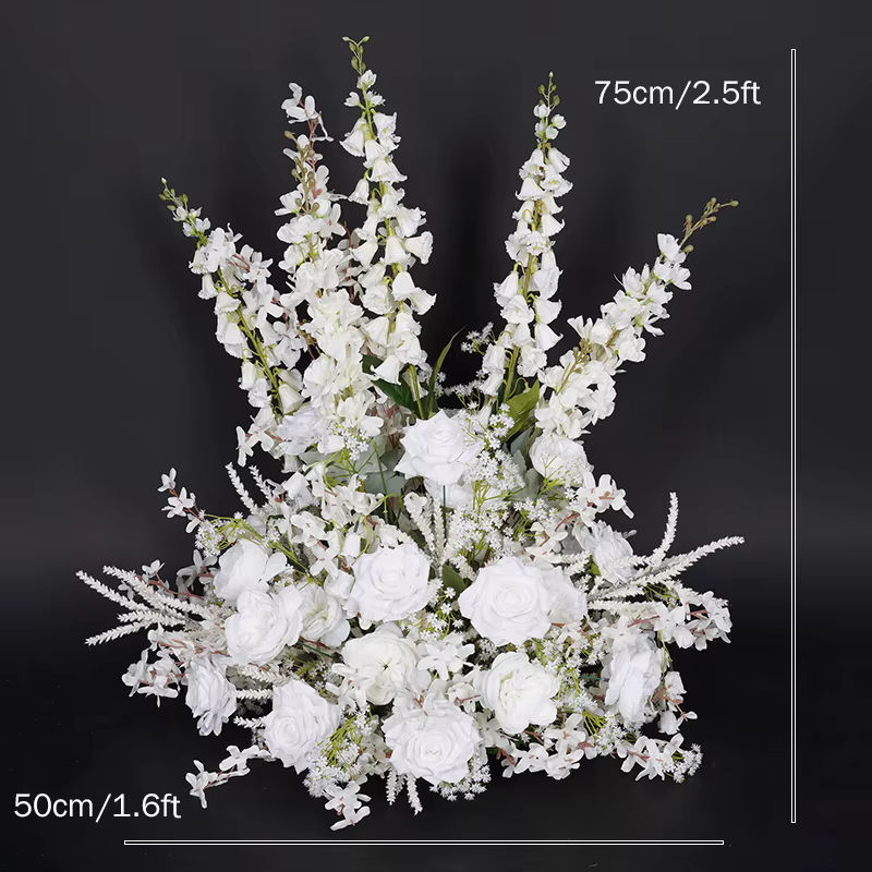 Rangée de fleurs de sol d'allée blanche de luxe, clochette, arrangement Floral en jacinthe, décor de