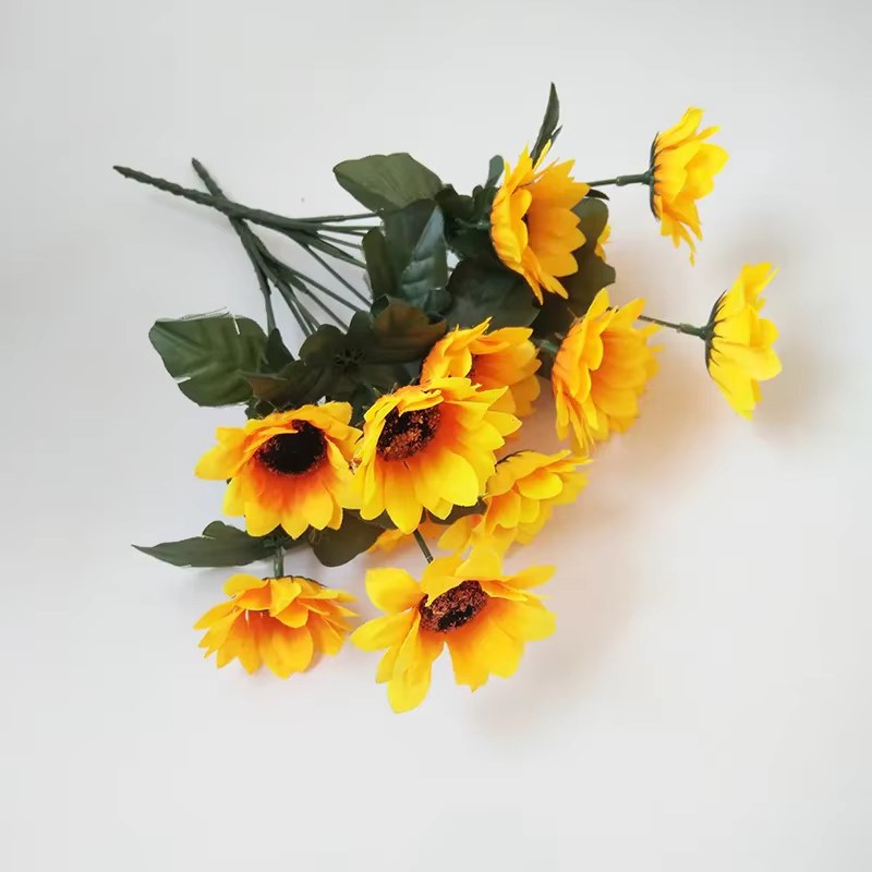 Bouquet de Tournesol Artificiel, Fleurs Artificielles de Détruire, Plante de Soutien, Jardin Familia