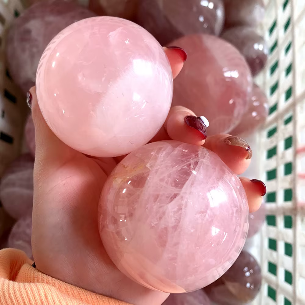 Boule de cristal de Quartz Rose naturel, sphère de Massage polie, décor de salle de guérison Reiki,