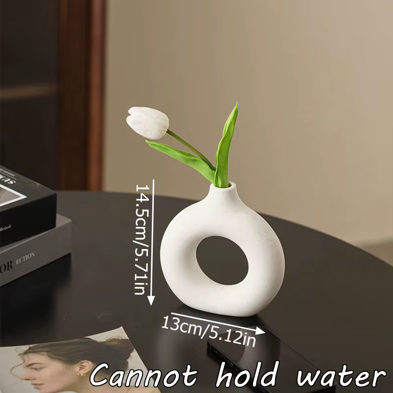 Vase Créatif En Forme De Donut,Vase Décoratif Style INS ,Vase En Plastique De Style Nordique,Imitati