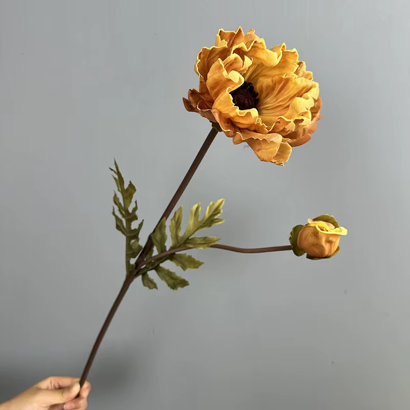 5 pièces de fleurs artificielles en PU, simulation de bourgeons de coquelicot, plantes vertes, décor