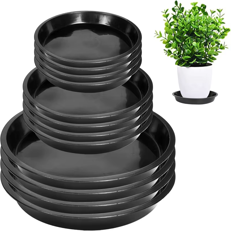Soucoupes pour plantes de 6, 8 et 10 pouces - Lot de 12 soucoupes rondes en plastique pour plantes d