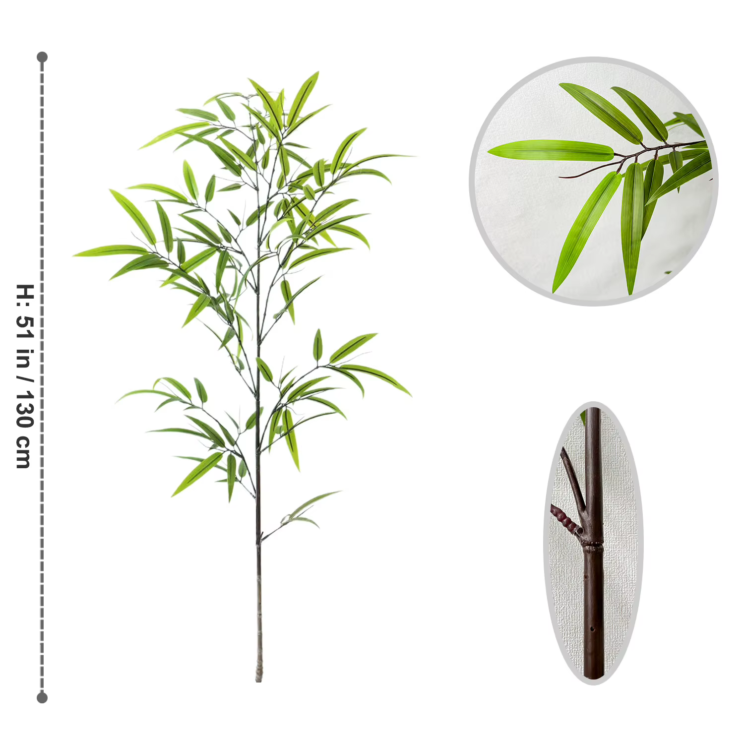 Plante artificielle en bambou de 130-210 cm, arbre artificiel réaliste, résistant aux UV, feuilles d